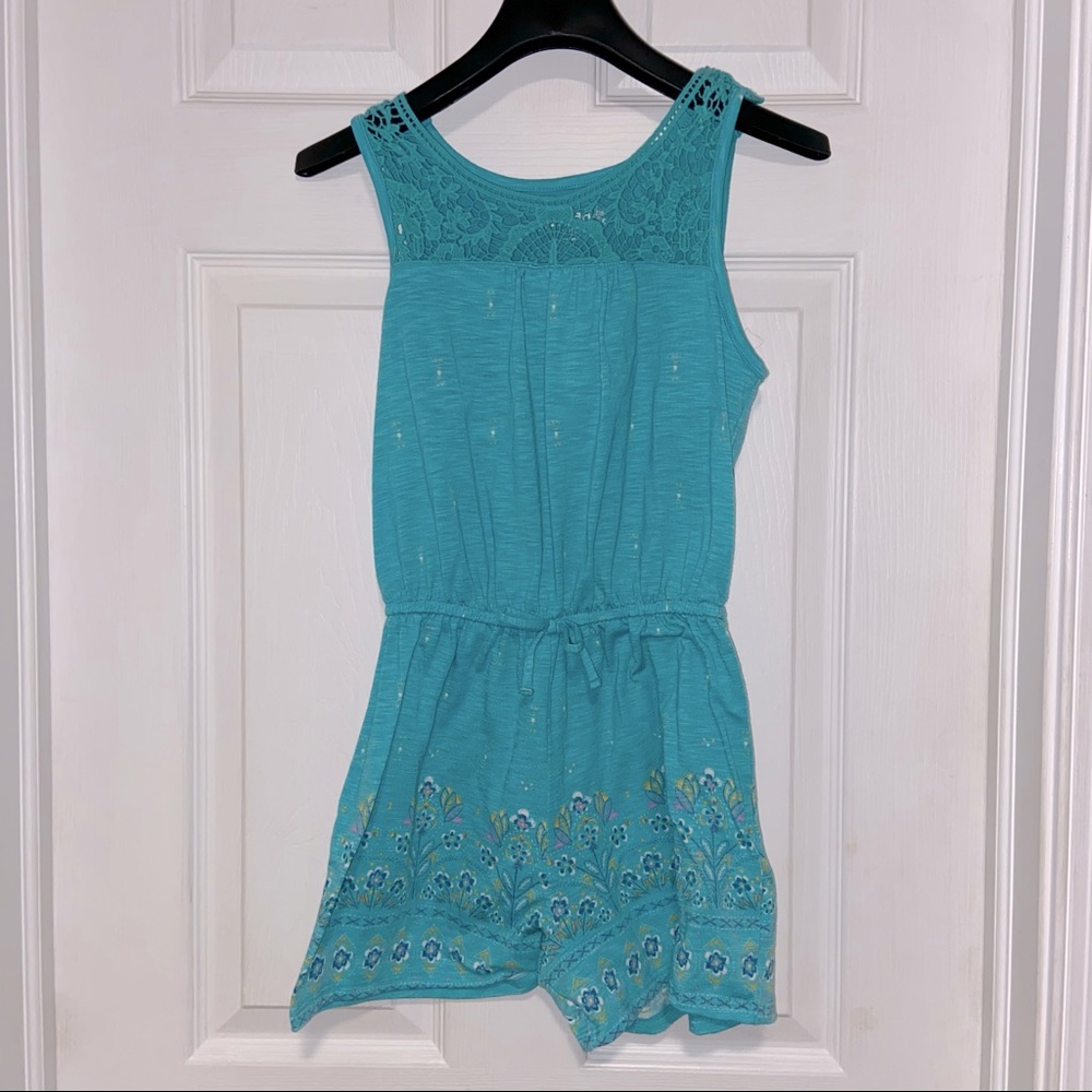 EUC Girls M 10 turquoise romper MUDD